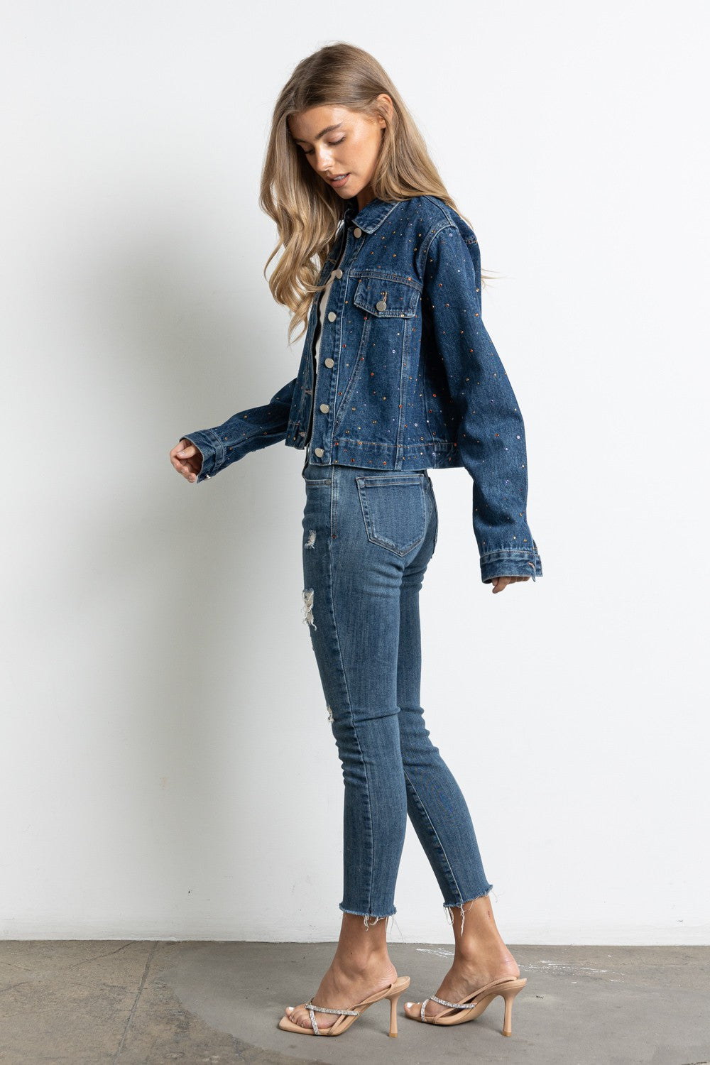 CHAQUETA NAVY CON TACHAS DE COLORES
