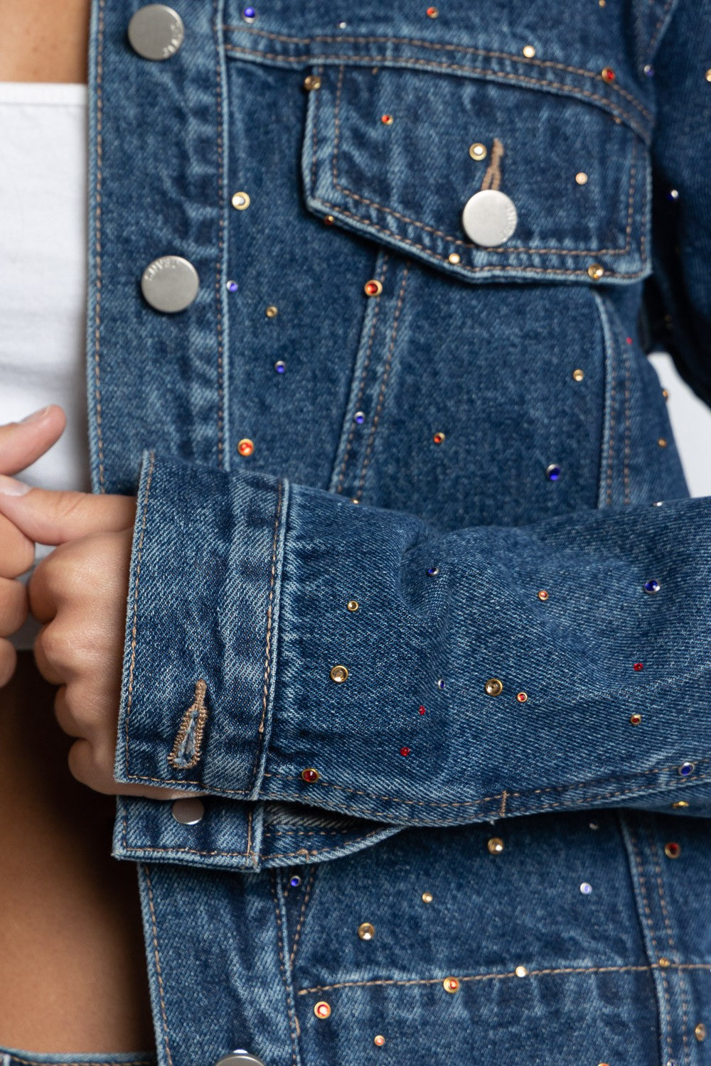 CHAQUETA NAVY CON TACHAS DE COLORES