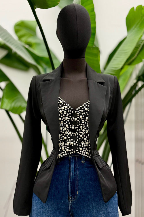 BLAZER CON PEDRERIA NEGRO