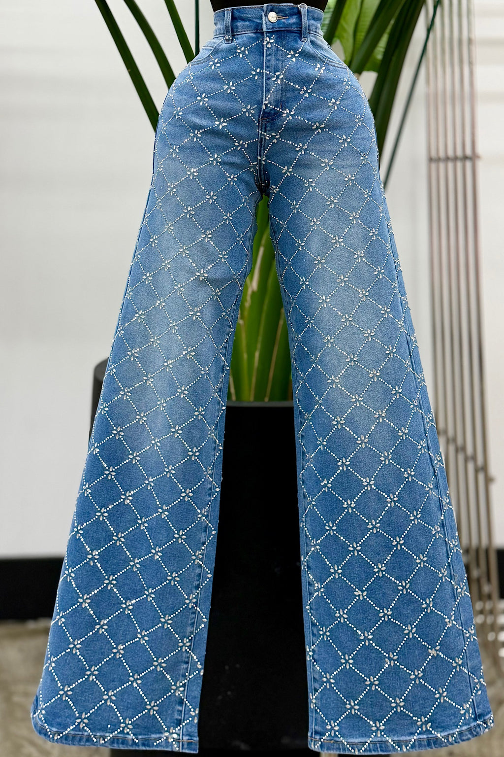 JEANS ROMBOS FULL PEDRERIA