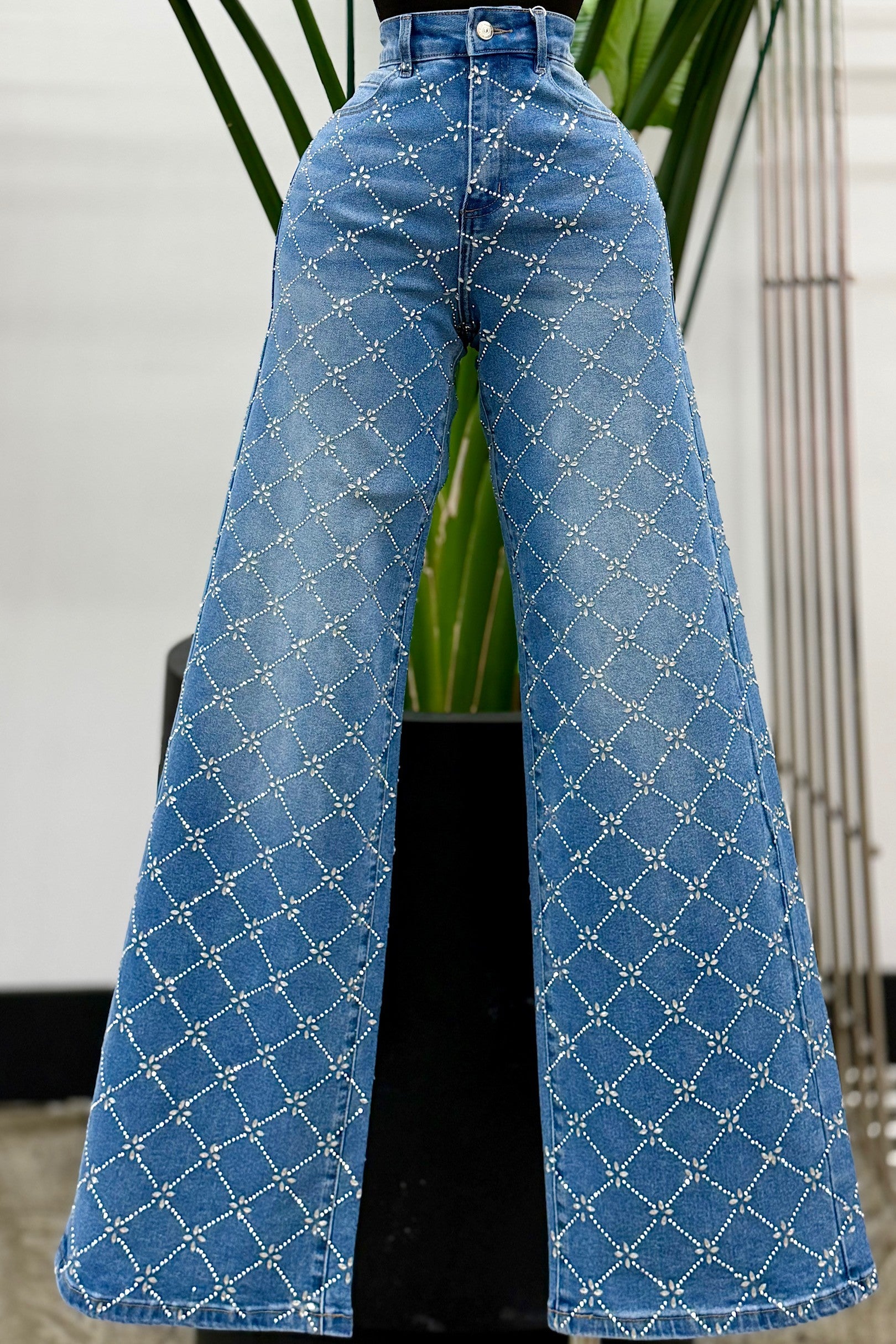 JEANS ROMBOS FULL PEDRERIA