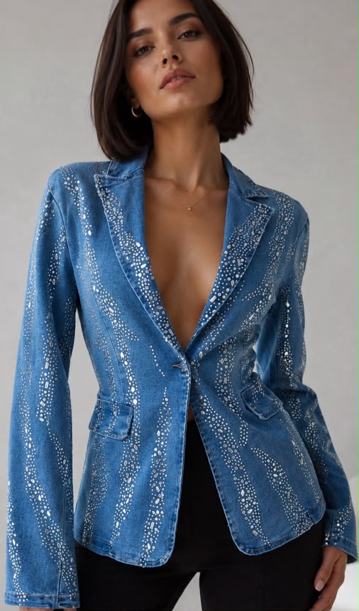 BLAZER DENIM FULL PEDRERÍA