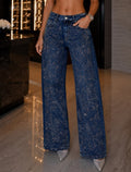 JEANS FULL PEDRERÍA DISEÑO FLORAL COBRIZO