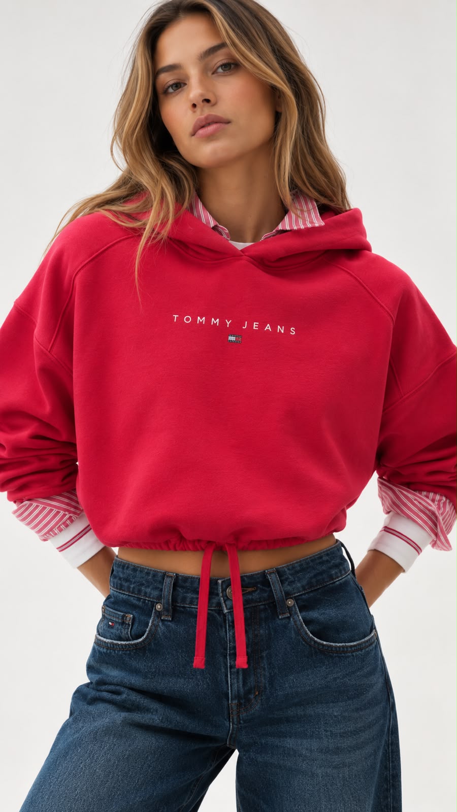 Polerón algodón Tommy Hilfiger Rojo Ajustable con Gorro