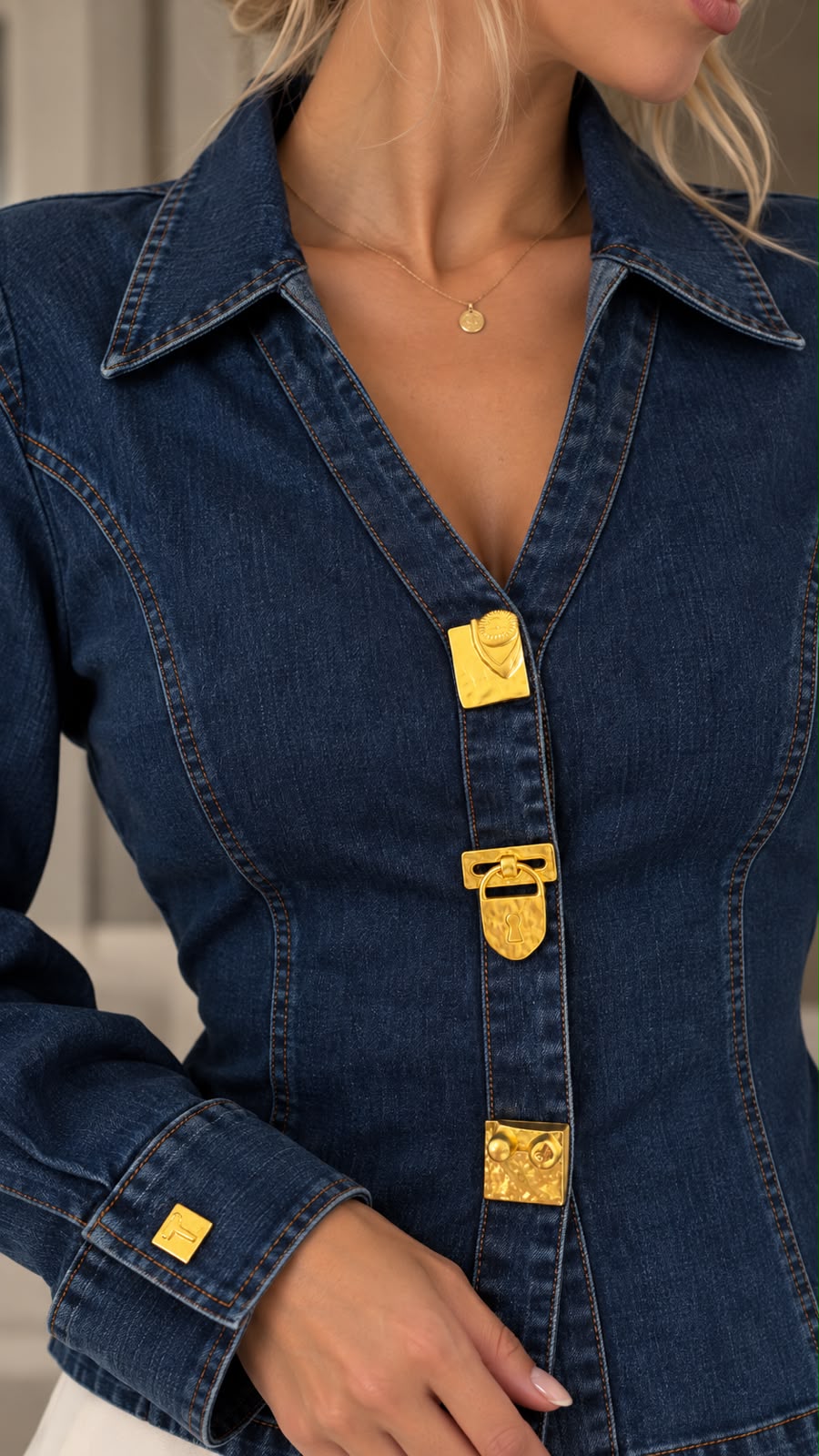 BLUSA DENIM BOTONES DORADOS
