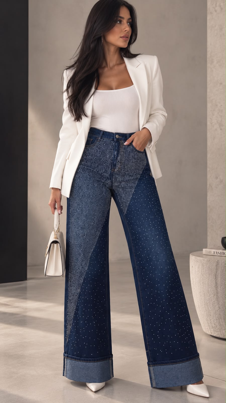 JEANS BRILLANTE ASIMÉTRICO NAVY